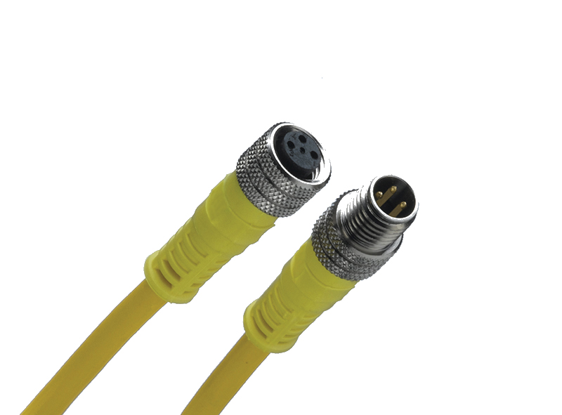 M8 circular connectors attached to cable assemblies 