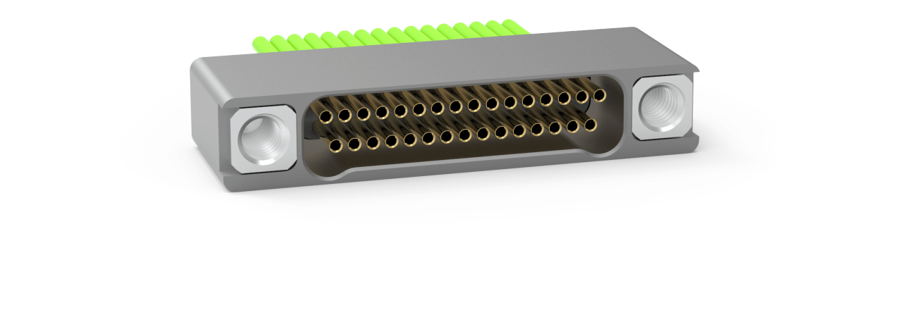 AirBorn N Series Nano-D cable mount receptacle with dual rows.