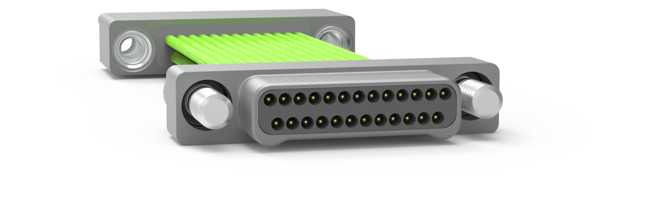 AirBorn N Series Nano-D plug-to-plug jumper cable with dual rows and electroless nickel-plated aluminum.
