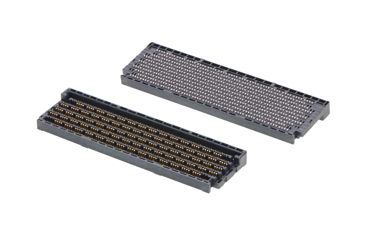 Hermaphroditic Mirror Mezz connectors.