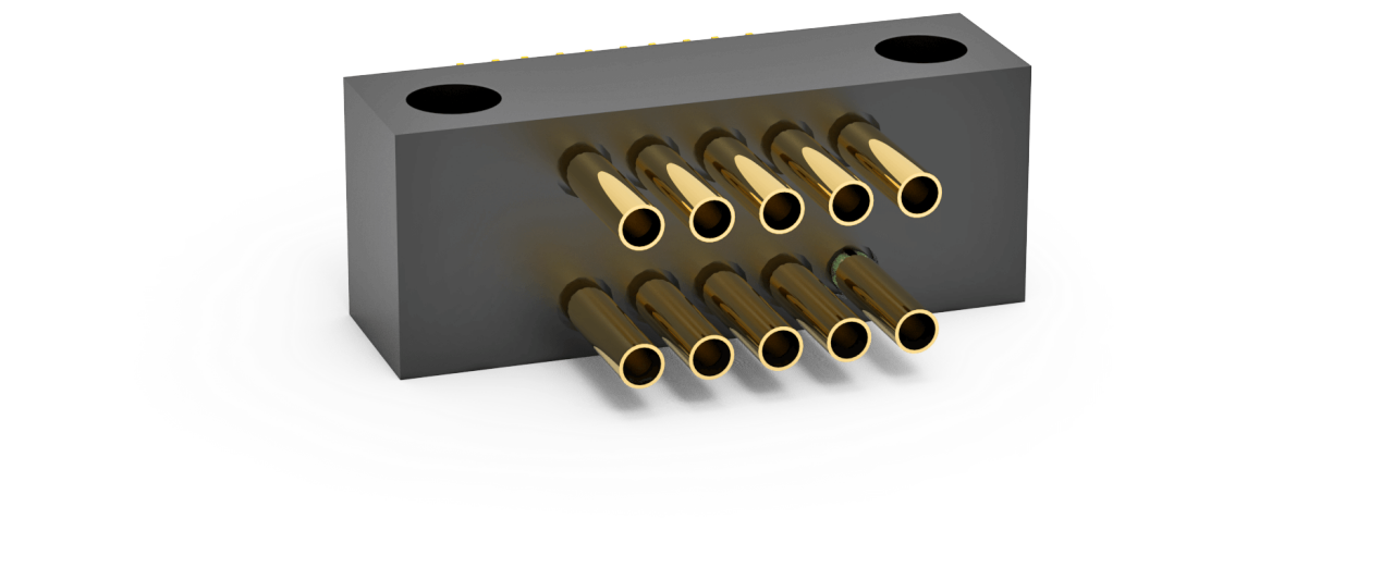 AirBorn AirStrip Cable-Mount Receptacle in a vertical orientation with dual rows. 