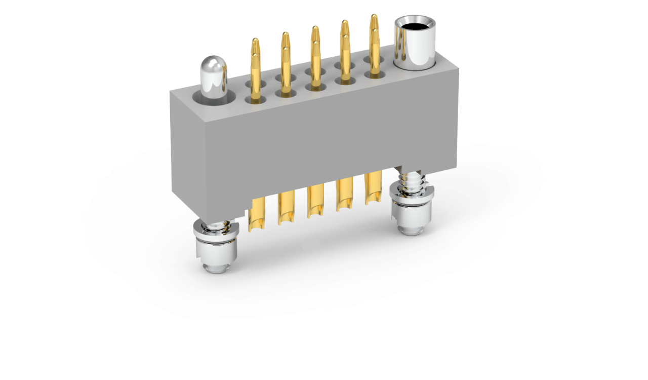 AirBorn W Series rectangular flex mount plug with pin contacts in vertical orientation with dual rows.