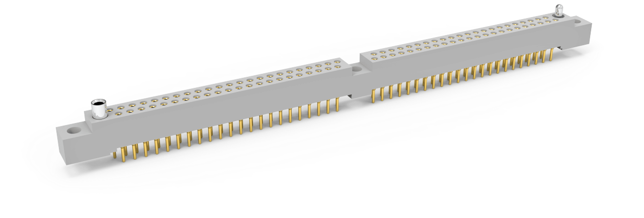 AirBorn W Series rectangular board mount Receptacle with socket contacts in vertical orientation with dual rows.