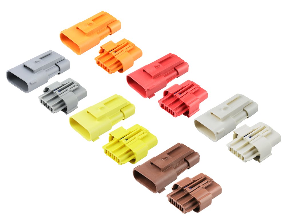 Squba connector housings in multiple colors. 