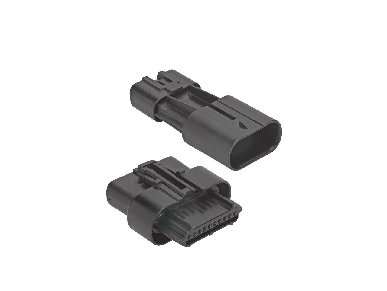 Squba connector housings in black.  